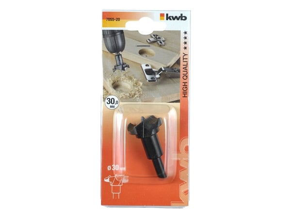 kwb 705520, Drill, 3 cm, Løvtre, Mykt tre, 8 mm, Høy-Hastighets Stål (HHS), Sort