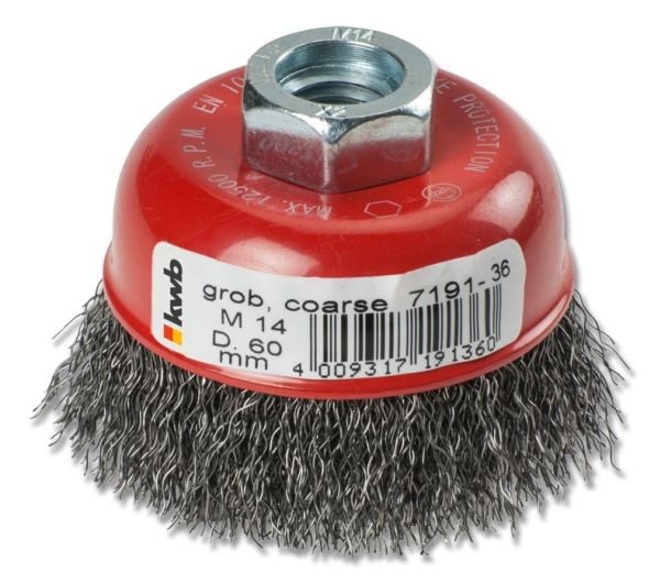 kwb 719136, Kopp stålbørste, 6 cm, 0,35 mm, Metall, Stein, Metall