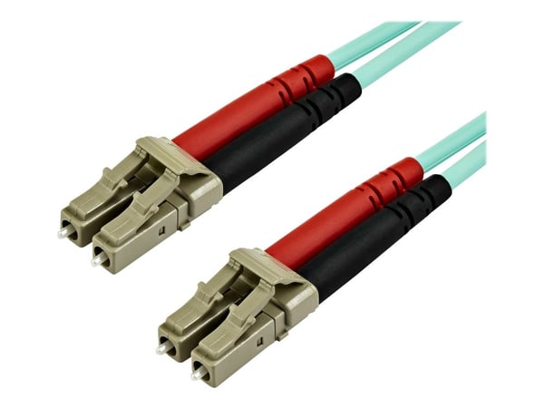 Startech 15m OM3 LC to LC Multimode Duplex Fiber Optic Patch Cable - Aqua - 50/125 - LSZH Fiber Optic Cable - 10Gb (A50FBLCLC15) - Koblingskabel - ...