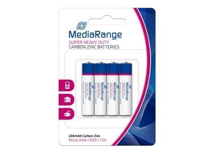 MediaRange - 4 x AAA / LR03-batterier - Kul-sink - 200 mAh