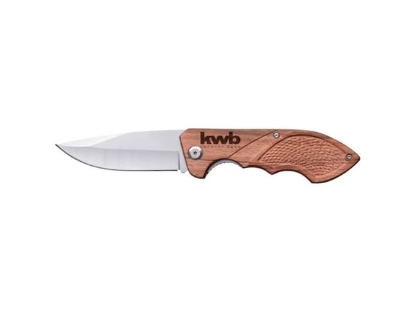 kwb 021990, Bladlåsing, Lommekniv, Drop point, Tre, Brun, Rustfritt stål, 16 cm