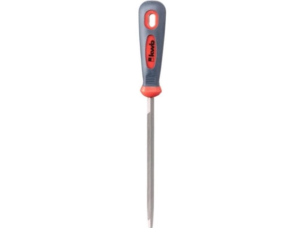 kwb 480360, Fil, Trekant-fil, Metall, Plast, Grå, Rød, Grep som ikke glir