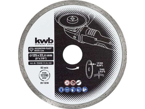 kwb 725240, Kutteskive, Hard keramikk, Marmor, Flis, Alle merker, 2,2 cm, 12,5 cm, 5 mm