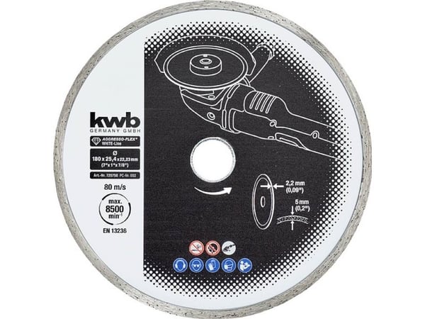 kwb 725750, Klippskiva, Hård keramik, Marmor, Kakel, Varje varumärke, 2,54 cm, 17,8 cm, 5 mm