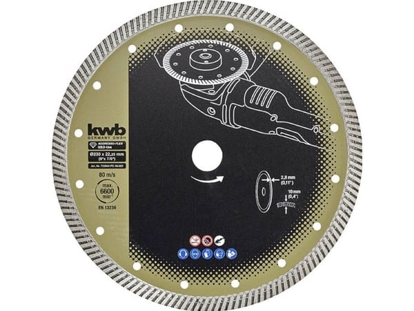kwb AGGRESSO-FLEX, Kappeskive, Betong, Granitt, Fliser, Alle merker, 2,2 cm, 23 cm, 2,8 mm