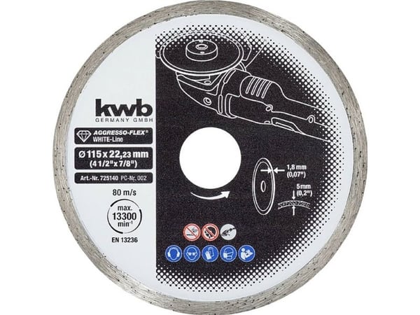 kwb 725140, Kutteskive, Hard keramikk, Marmor, Flis, Alle merker, 2,2 cm, 11,5 cm, 5 mm