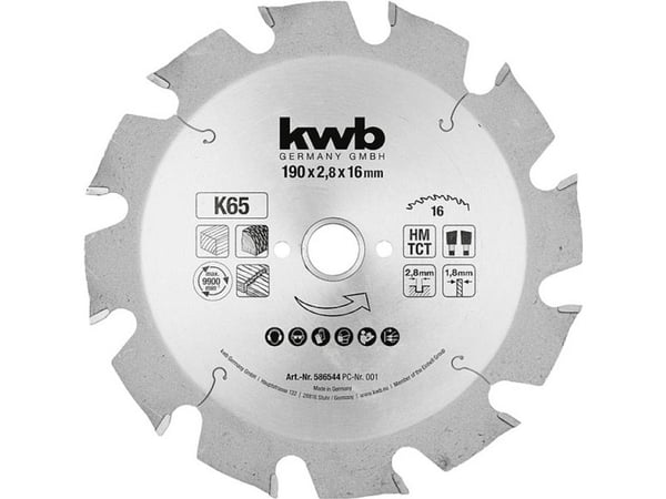 kwb 586544 Rundsavblad 190 x 16 mm 1 kpl 1 kpl