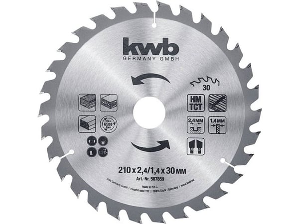 kwb 587859, Laminat, MDF, Gipsplater, Plast, Kryssfiner, Mykt tre, 21 cm, 3 cm, 1,4 mm, 2,4 mm, 1 stykker
