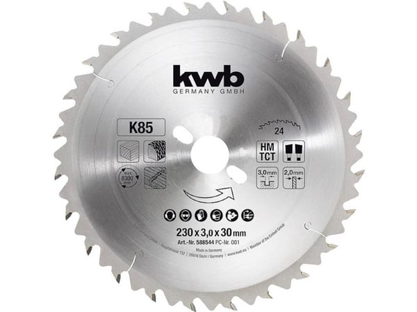 kwb 588544, Tungsten Carbide Tipped (TCT), Løvtre, Gipsplater, Mykt tre, MDF, Sponplate, Hardboard, 23 cm, 3 cm, 3 mm, 1 stykker
