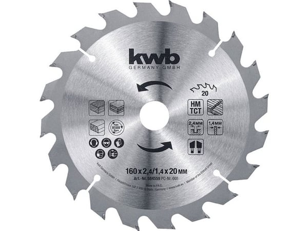 kwb 584559, Laminat, MDF, Gipsplater, Plast, Kryssfiner, Mykt tre, 16 cm, 2 cm, 1,4 mm, 2,4 mm, 1 stykker