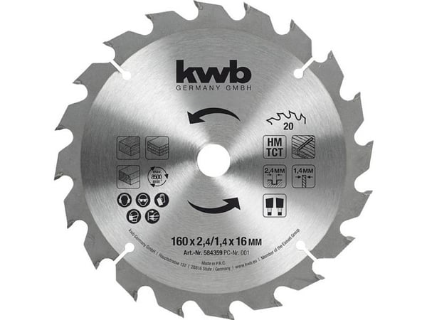 Einhell Kwb TCT pyörösahanterä Ø150 x 2,4 x 16 mm 20T