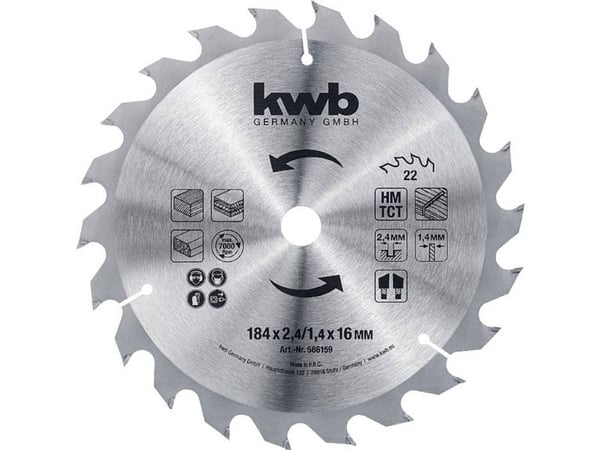 kwb 586159, Laminat, MDF, Gipsplater, Plast, Kryssfiner, Mykt tre, 18,4 cm, 1,6 cm, 1,4 mm, 2,4 mm, 1 stykker