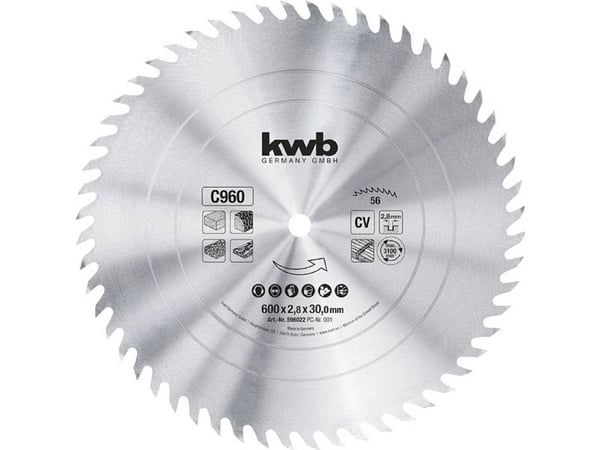 kwb 596022, Kromvanadiumstål, Kryssfiner, Mykt tre, Firewood, Panel, 60 cm, 3 cm, 2,8 mm, 1 stykker