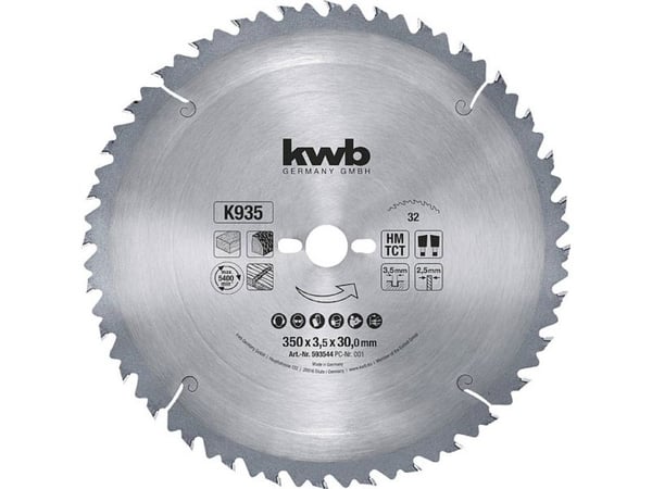 kwb 593544, Mjuka träslag, Spånskiva, Hårt träslag, 35 cm, 3 cm, 2,5 mm, 3,5 mm, 1 styck