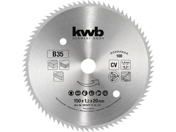 kwb 583511, Kromvanadiumstål, Kryssfiner, Mykt tre, Panel, 15 cm, 2 cm, 1,2 mm, 1,2 mm