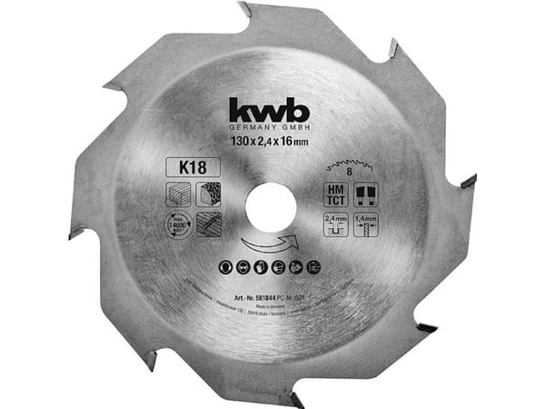kwb 581844, Tungsten Carbide Tipped (TCT), Sponplate, Hardboard, Løvtre, MDF, Gipsplater, Mykt tre, 13 cm, 1,6 cm, 2,4 mm, 1 stykker