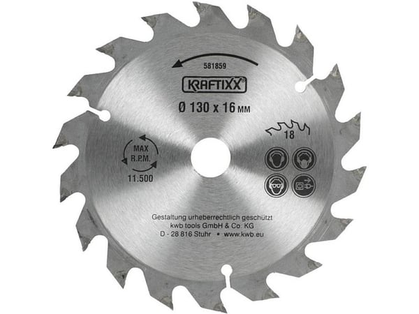 kwb 581859, Tungsten Carbide Tipped (TCT), Hardboard, Laminat, Plast, Kryssfiner, Mykt tre, Tre, 13 cm, 1,6 cm, 2,4 mm, 1 stykker