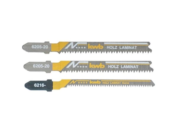 kwb 622320, Stikksagblad, Hardtre, Laminat, Laminert panel, Plast, Tre, Bimetall, Rustfritt stål, 8,3 cm, 3 stk
