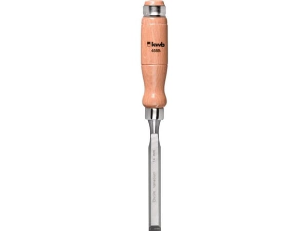 kwb 455914, Bred meisel, Skrå kant, Kromvanadiumstål, Tre, Tre, 14 mm