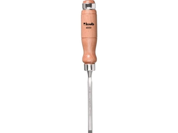 kwb 455908, Bred meisel, Skrå kant, Kromvanadiumstål, Tre, Tre, 8 mm