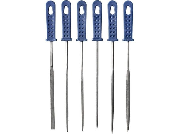 kwb 926000, Fil-sett, Flate mapper, Halvrund fil, Rund fil, Firkantet fil, Trekant-fil, Metall, Tre, Plast, Blå, 12 cm