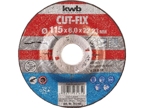 kwb CUT-FIX, Slipeskive, Metall, 2,2 cm, 11,5 cm, 6 mm, 80 m/s