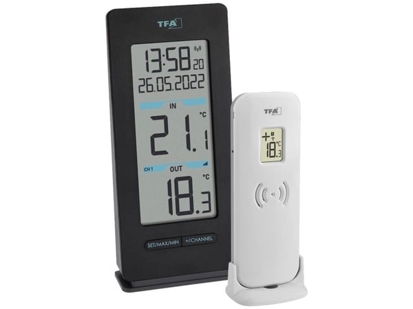 TFA-Dostmann 30.3072.01, Inne/Ute, Digitalt, Sort, Hvit, Rektangulær, °C, -40 - 60 °C