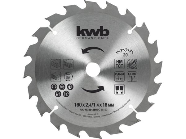 Einhell Kwb TCT pyörösahanterä Ø150 x 2,4 x 16 mm 20T