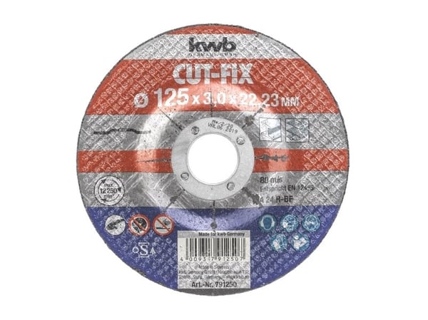 kwb 791250, Kutteskive, Nedtrykket senter, Metall, Blad metall, Alle merker, 2,2 cm, 12,5 cm