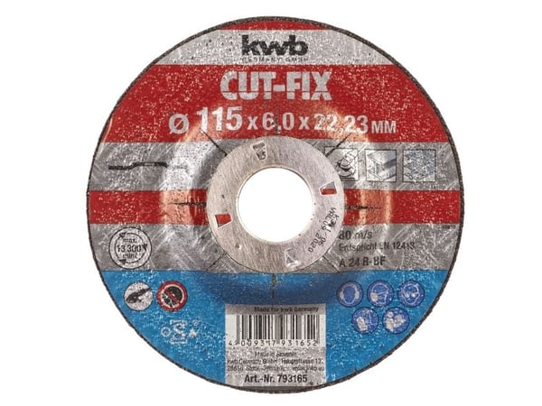 kwb CUT-FIX, Slipeskive, Metall, 2,2 cm, 11,5 cm, 6 mm, 80 m/s