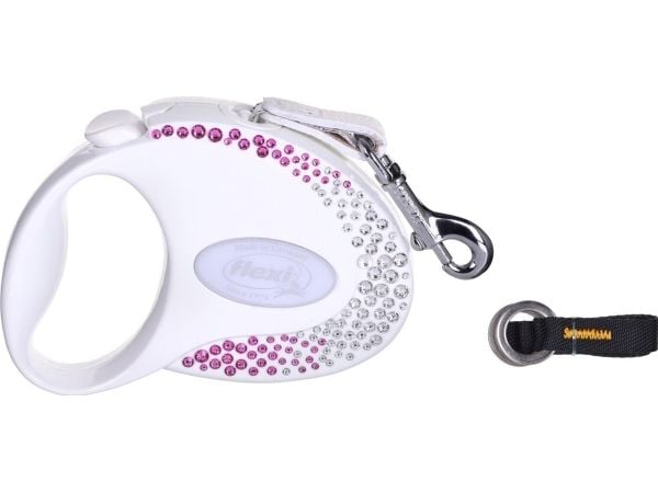 Flexi automaattinen talutushihna Glam Composition S 3m, valkoinen