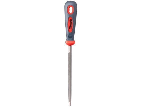 kwb 480360, Fil, Trekant-fil, Metall, Plast, Grå, Rød, Grep som ikke glir