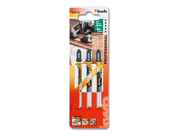 kwb 622320, Stikksagblad, Hardtre, Laminat, Laminert panel, Plast, Tre, Bimetall, Rustfritt stål, 8,3 cm, 3 stk