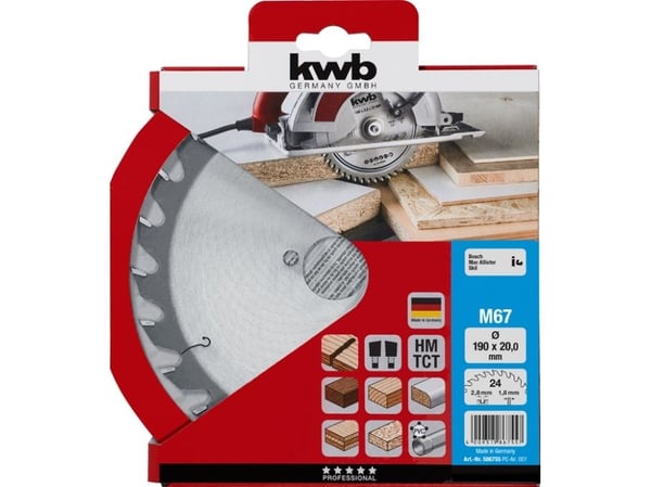 kwb 586755, Sponplate, Løvtre, Plast, Kryssfiner, Mykt tre, 19 cm, 2 cm, Tungsten Carbide Tipped (TCT), 1,8 mm, 2,8 mm
