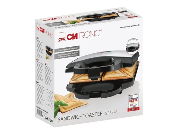 Clatronic ST 3778, Musta, Ruostumaton teräs, 750 W, 220 - 240 V, 50 - 60 Hz, 235 mm, 235 mm