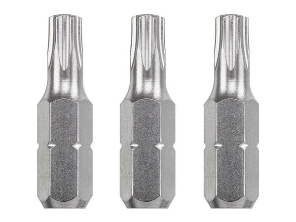 kwb 121608, 3 stykker, Tamper torx, Stål, T 8, 25 mm, 25,4 / 4 mm (1 / 4")
