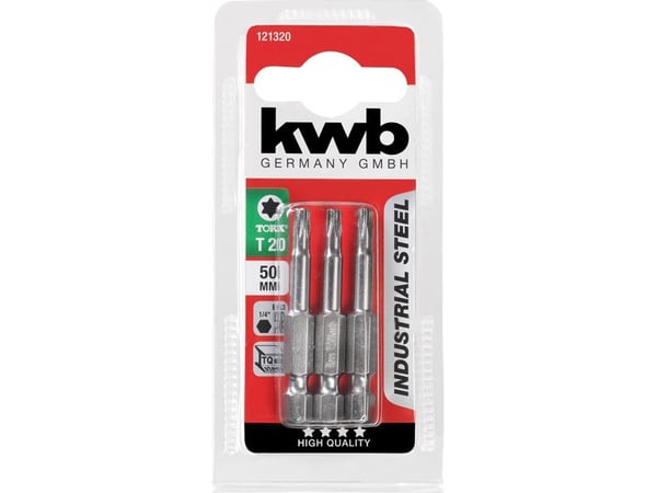 kwb 121315, 3 stykker, Torx, T15, Stål, 50 mm, 25,4 / 4 mm (1 / 4")