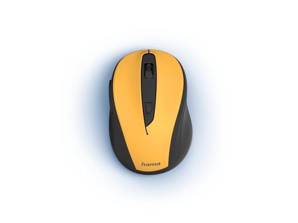 Hama MW-400 V2 - Mus - ergonomisk - høyrehendt - optisk - 6 knapper - trådløs - 2.4 GHz, RF - USB trådløs mottaker - gul