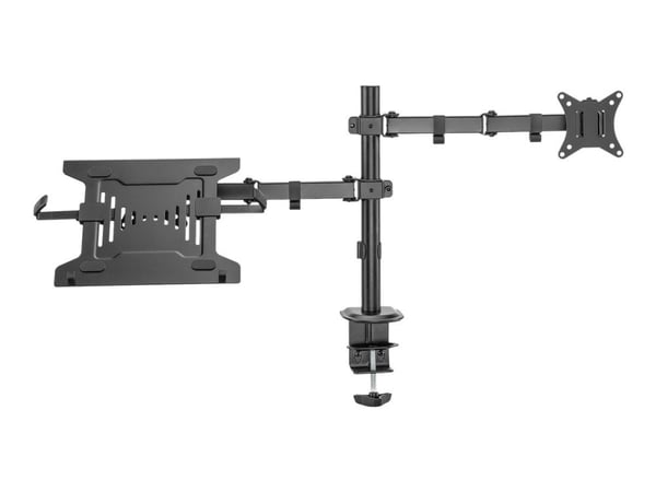 DIGITUS - Monteringssett (klemme, notebook-bakke, skjermarm, hurtigutløsende VESA-plate) - for skjerm / notebook - universal - plastikk, stål - mat...