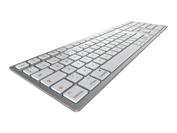 CHERRY KW 9100 SLIM - Tastatur - trådløs - 2.4 GHz, Bluetooth 4.0 - QWERTY - Storbritannia - tastsvitsj: CHERRY SX - hvit, sølv