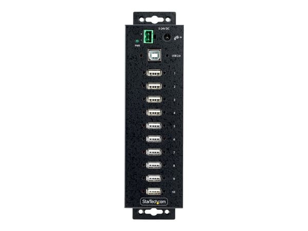 StarTech.com 10-Port Industrial USB 2.0 Hub, kestävä USB-keskitin w/15kV Air/8kV Contact ESD Level 4 Protection, DIN/Wall/Desk Mountable USB-A Hub,...