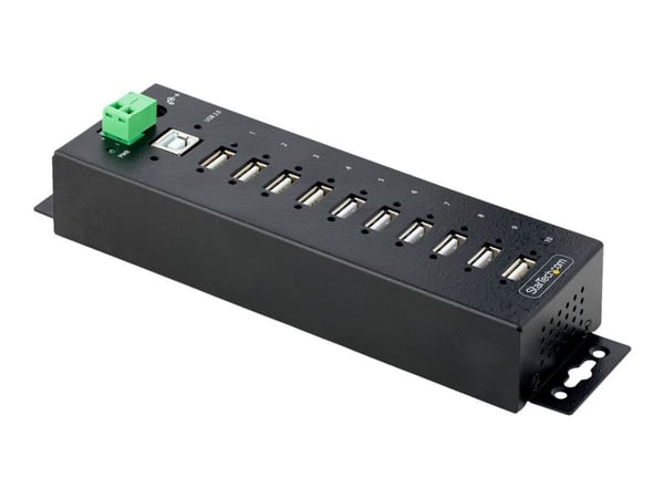 StarTech.com 10-Port Industrial USB 2.0 Hub, kestävä USB-keskitin w/15kV Air/8kV Contact ESD Level 4 Protection, DIN/Wall/Desk Mountable USB-A Hub,...