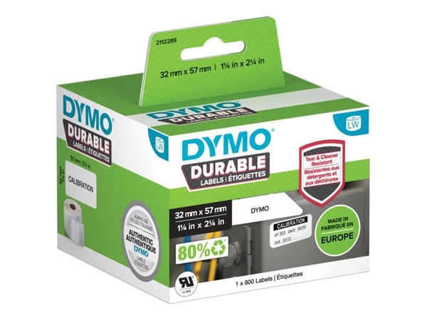 DYMO - Polypropylen (PP) - sterkt adhesiv - svart på hvitt - 32 x 57 mm 800 etikett(er) (1 rull(er) x 800) merkelapper - for DYMO LabelWriter 310, ...