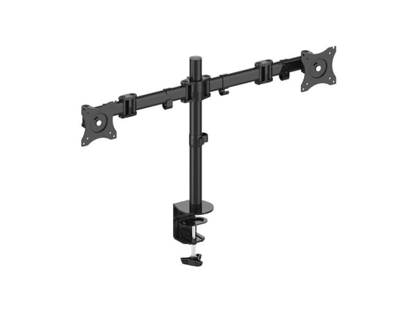 PureMounts PM-OFFICE-02 - Monteringssett (skrivebordsmontering, 2 leddarmer, 2 VESA-adaptere, slange) - for 2 LCD-skjermer - stål - svart - skjerms...