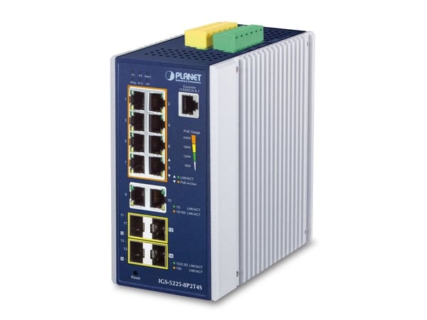 PLANET IP30 Industrial L2+/L4 8-Port, Hallittu, L2+, Gigabit Ethernet (10/100/1000), Täysin kaksipuolinen, Seinäkiinnitteinen