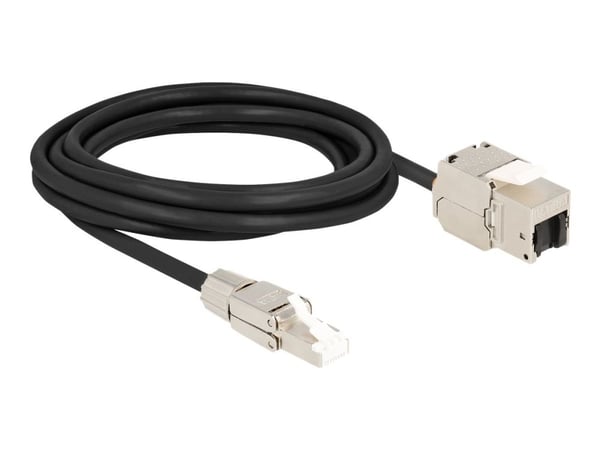 Delock - Nettverksforlengelseskabel - RJ-45 (hunn) til RJ-45 (hann) - 3 m - S/FTP - CAT 6a - halogenfri - svart/sølv