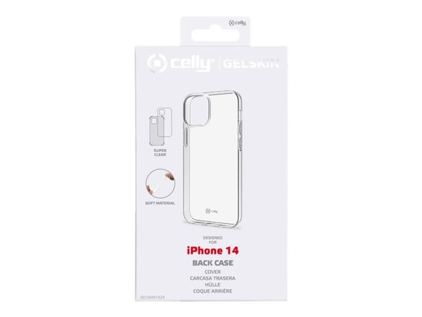 Celly Gelskin - Baksidedeksel for mobiltelefon - bløt gummi, termoplast-polyuretan (TPU) - gjennomsiktig - for Apple iPhone 14 Celly Gelskin - Baksidedeksel for mobiltelefon - bløt gummi, termoplast-polyuretan (TPU) - gjennomsiktig - for Apple iPhone 14
