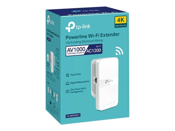 TP-Link TL-WPA7617 V1 - Strømlinjeadapter 1GbE, HomePlug AV (HPAV), HomePlug AV (HPAV) 2.0, IEEE 1901 - Wi-Fi 5 - Dobbeltbånd - veggpluggbar