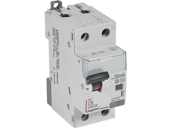 Yhdistelmäkytkin DX3 Automatsikr/HPFI C 6A 30mA 1P+N 6/6kA tyyppi A