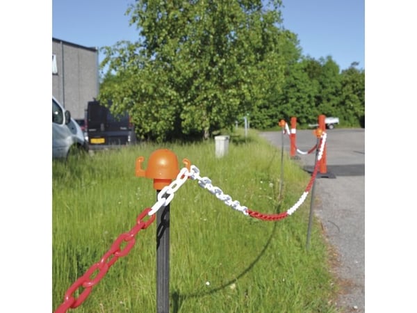 Plastkæde, rød/hvid, 25 m